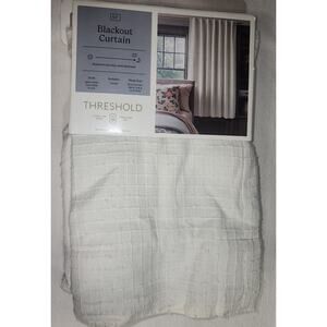 Threshold black out curtain set W 54'' x L 63'' New ivory texture plaid